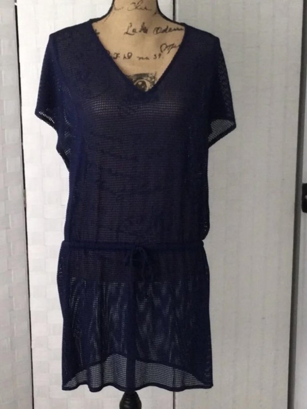 Woman’s Ellen Weaver Swim Suit Cover up size S washable color Navy blue #543 ##